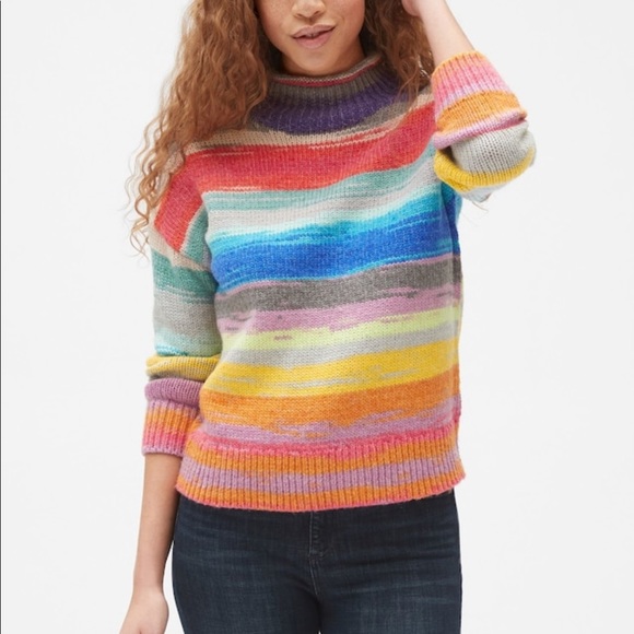 GAP | Rainbow Colorful Stripe Mock Sweater - Picture 7 of 10